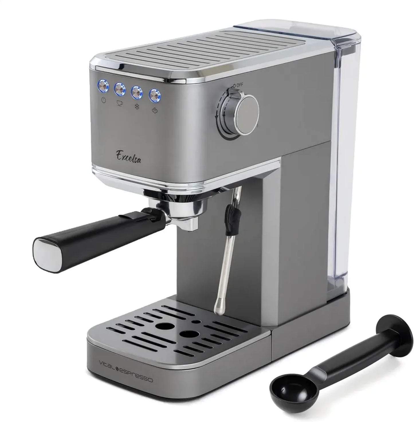 Machine à expresso 1350 W, 20 bars, vapeur pivotante, écran numérique, café glacé Vital Espresso Excelsa