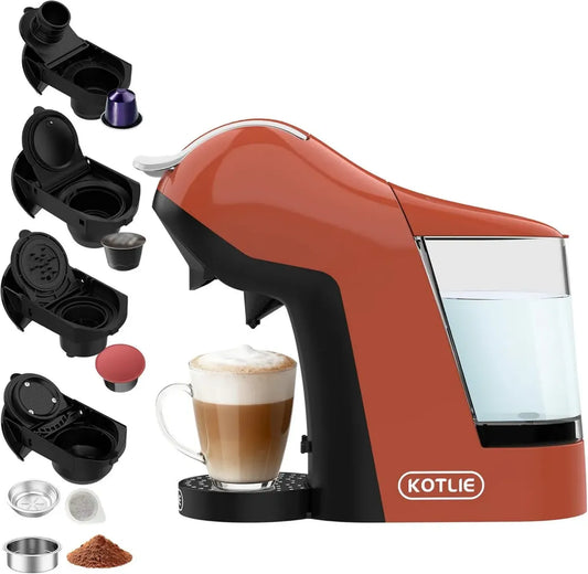 KOTLIE Machine à Café Compatible Capsules 5 en 1, 3 Températures, 7 Niveaux d'Eau